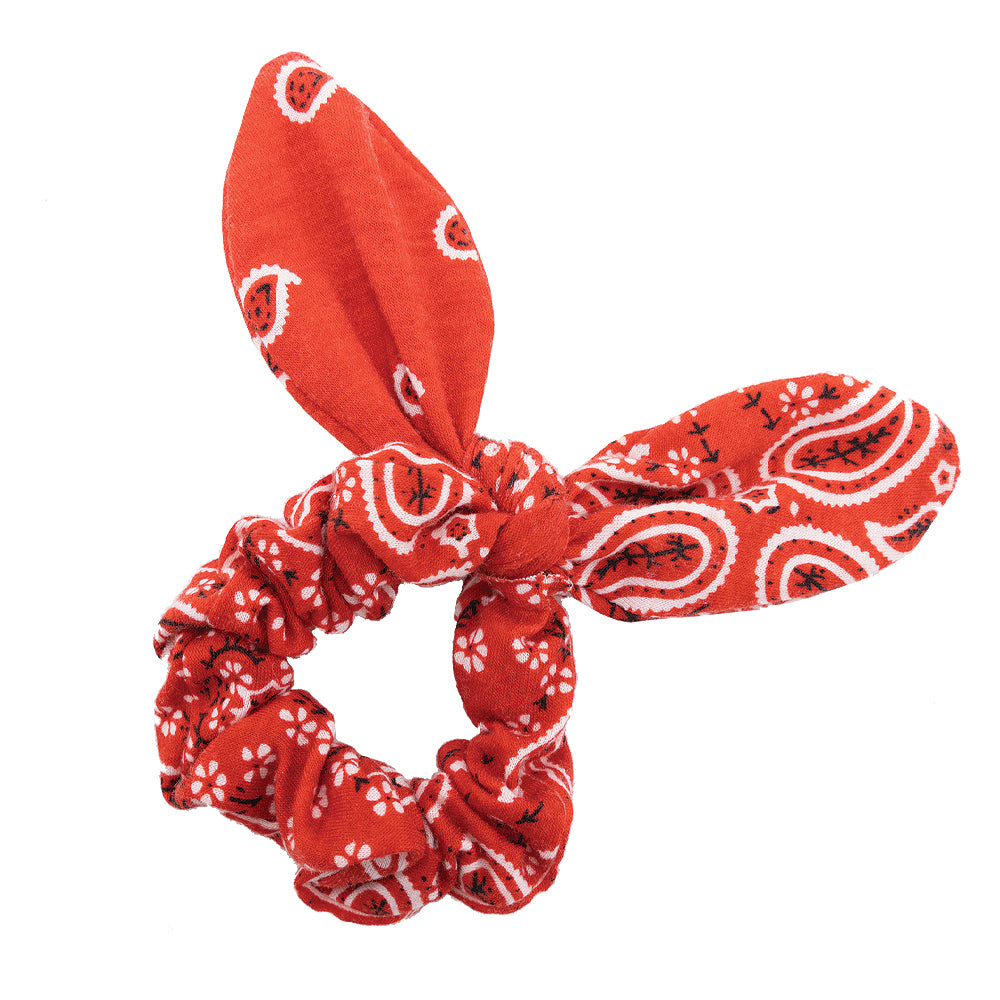 Saint Laurent Red Bandana-Print Scrunchie with Bow Tie Accent Saint Laurent Red Silk Paisley Scrunchie | Harrods UK main image 2