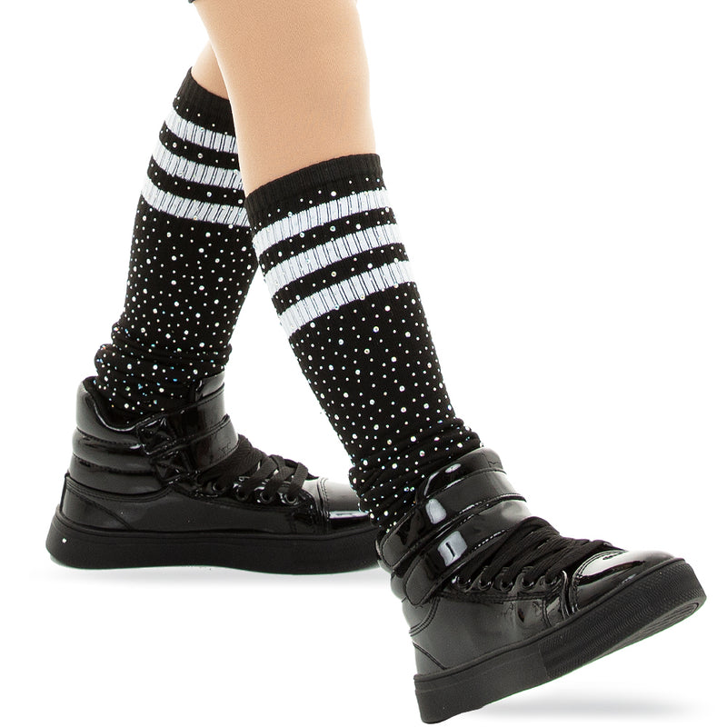 Rhinestone Stripe Socks AC106 Just For Kix