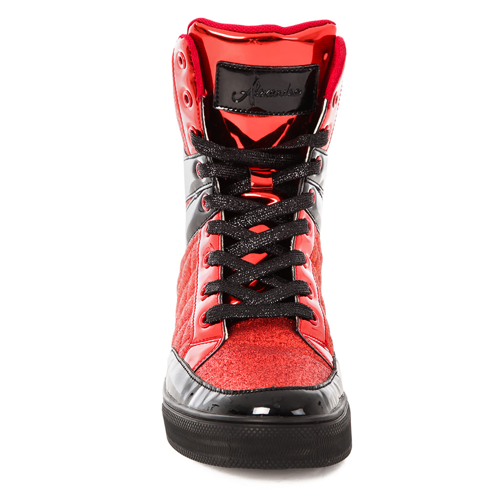 Red glitter cheap high tops