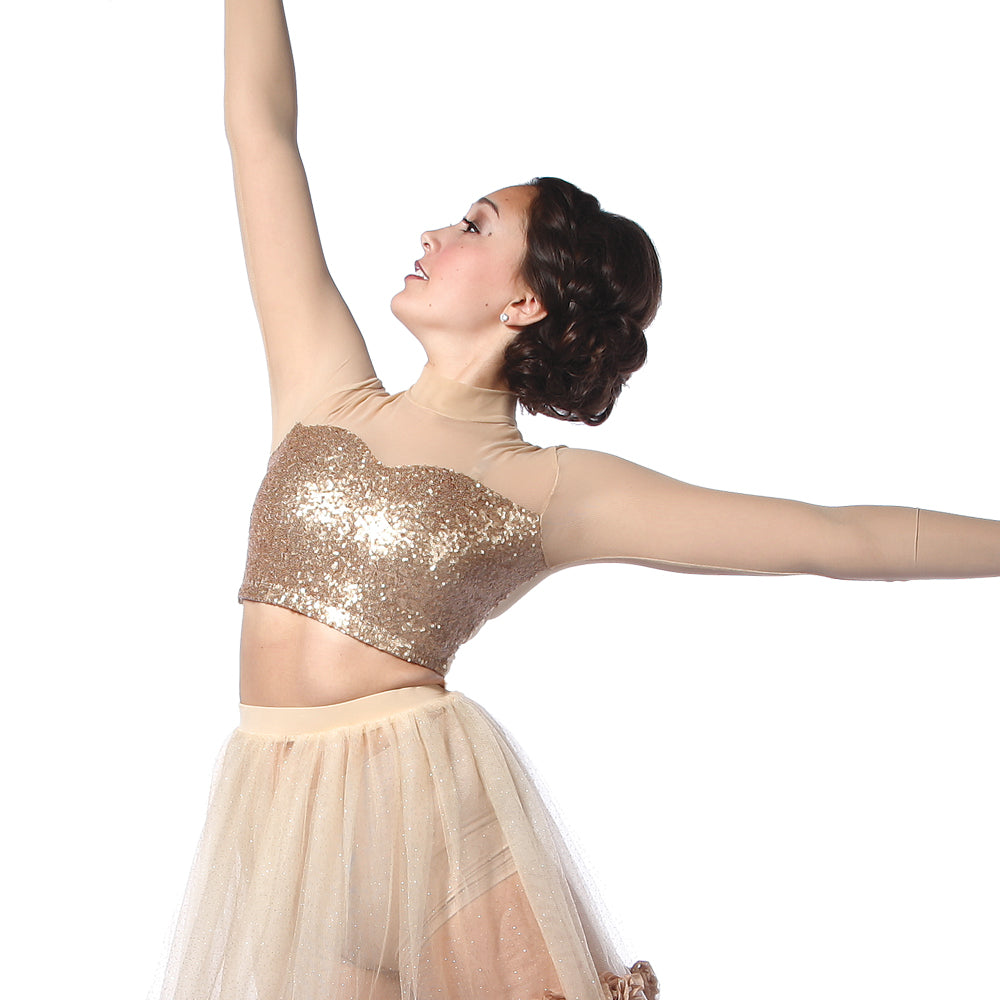 gold sequin dance top