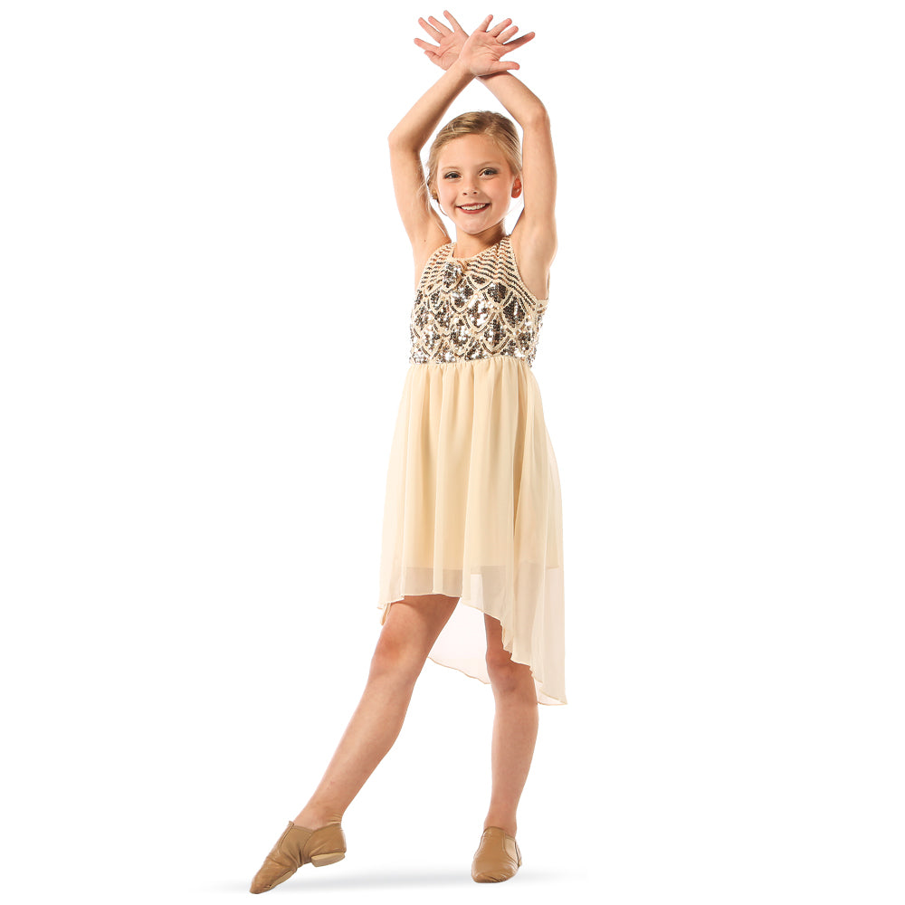 YEAHDOR Girls Sleeveless Asymmetrical Dance Dress Shiny High Waist  Contemporary Dance Costume White 8 - Walmart.com