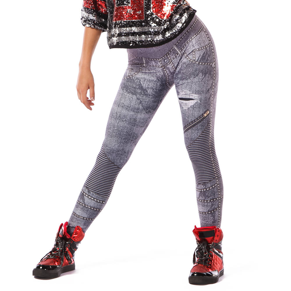 Denim Printed Leggings, Jeggings in Distressed Print – Cotton Organic