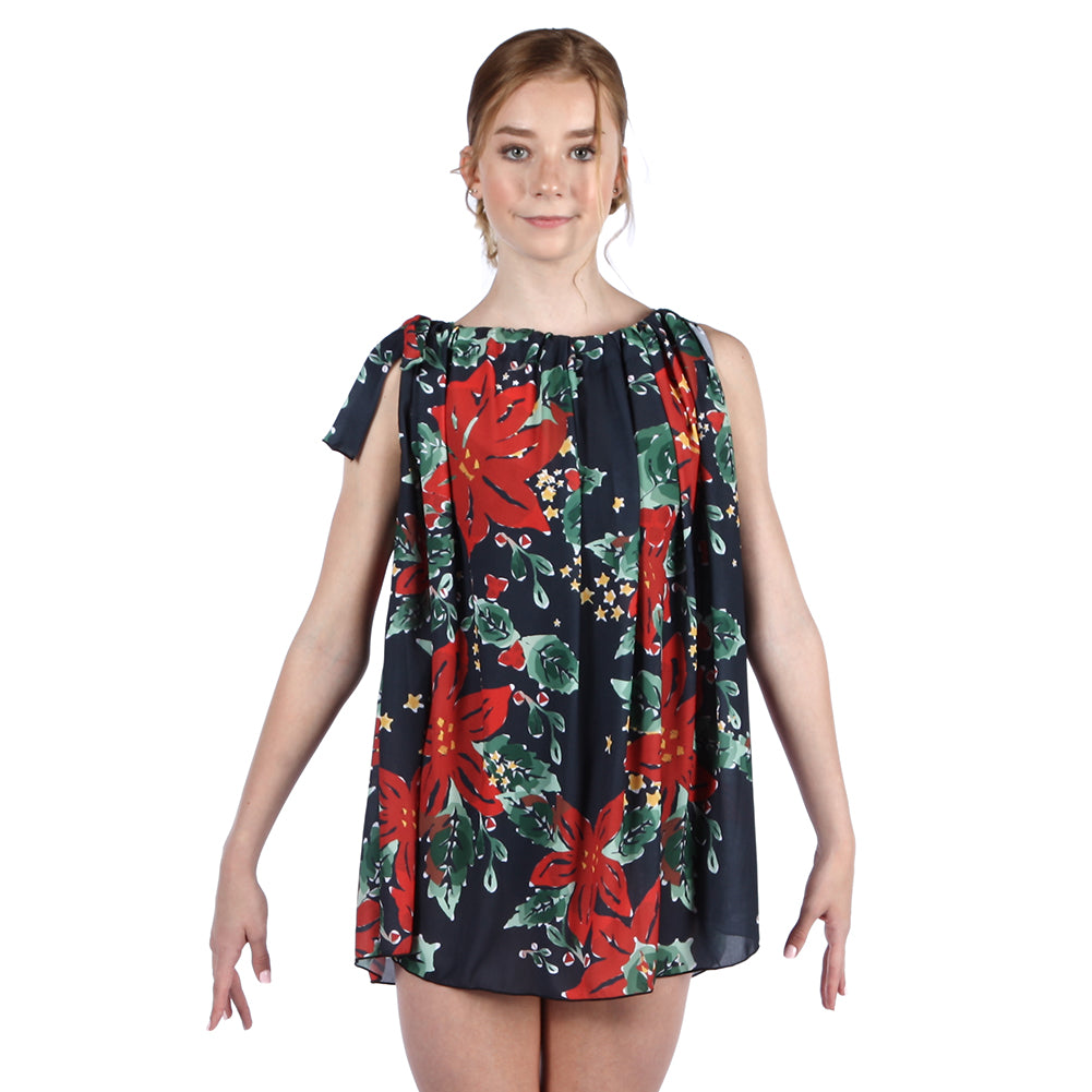 poinsettia christmas dress Red Scattered Jeweled Poinsettia Cotton Button Up Midi Dress Queen of Sparkles