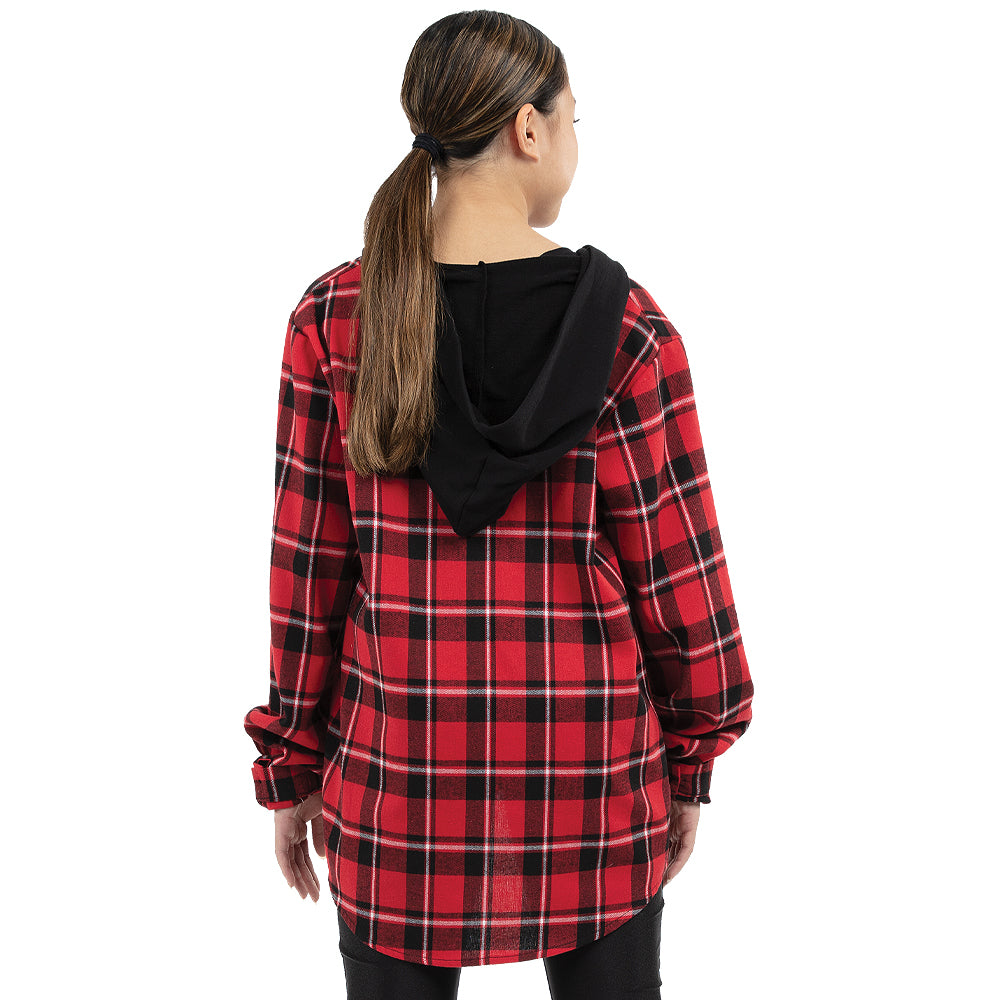 Girls Plaid Button Up Shirt w Hoodie AC5451C Just For Kix