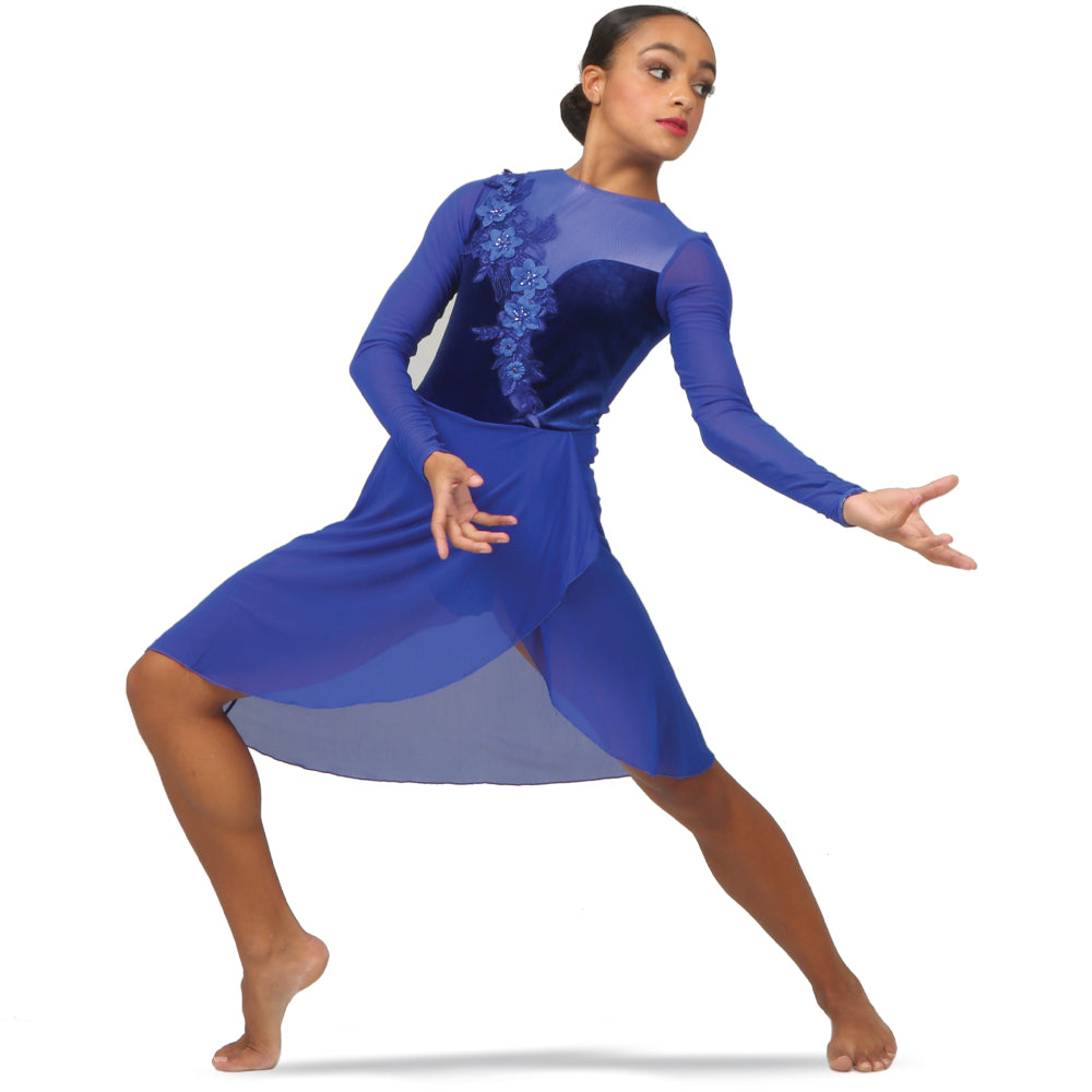 long sleeve leotard dress Eurotard Long Sleeve Cotton Leotard Dress with Chiffon Skirt