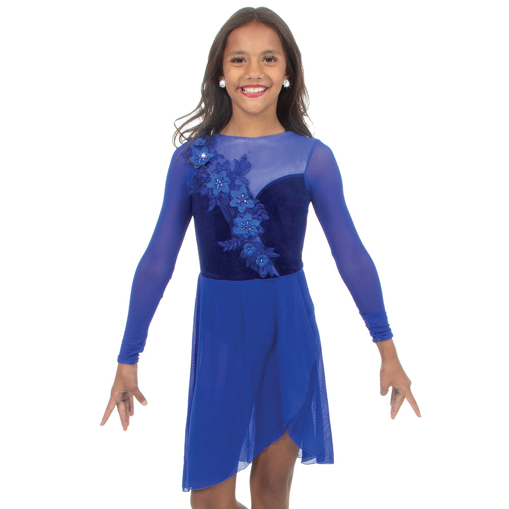Alexandra Velvet Long Sleeve Skirted Leotard - Just For Kix