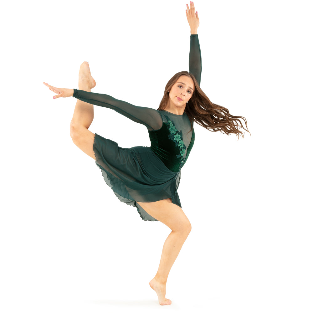 Alexandra Velvet Long Sleeve Skirted Leotard - Just For Kix Alexandra Velvet Long Sleeve Skirted Leotard - Just For Kix