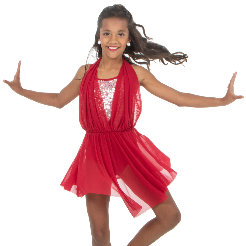 Alexandra Collection | Girls Sequin Gathered Mesh Lyrical Dress