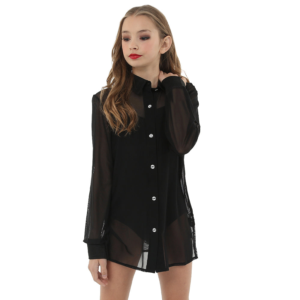 Youth Sheer Collared Overdress Shirt : AC6294C