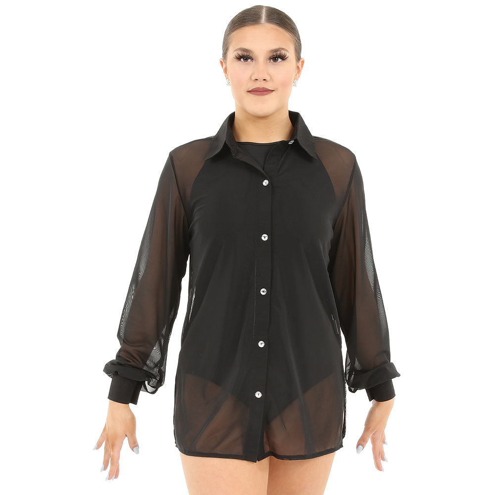 Sheer Collared Overdress Dance Top