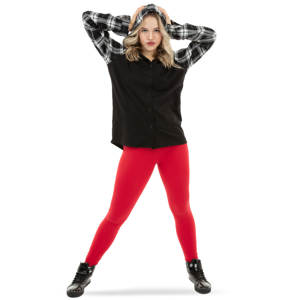 Long Sleeve Hooded Plaid Shirt Just For Kix - Main Image