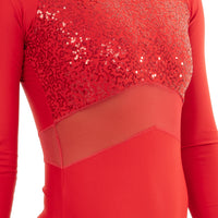 Sweetheart Sequin Mesh Panel Leotard