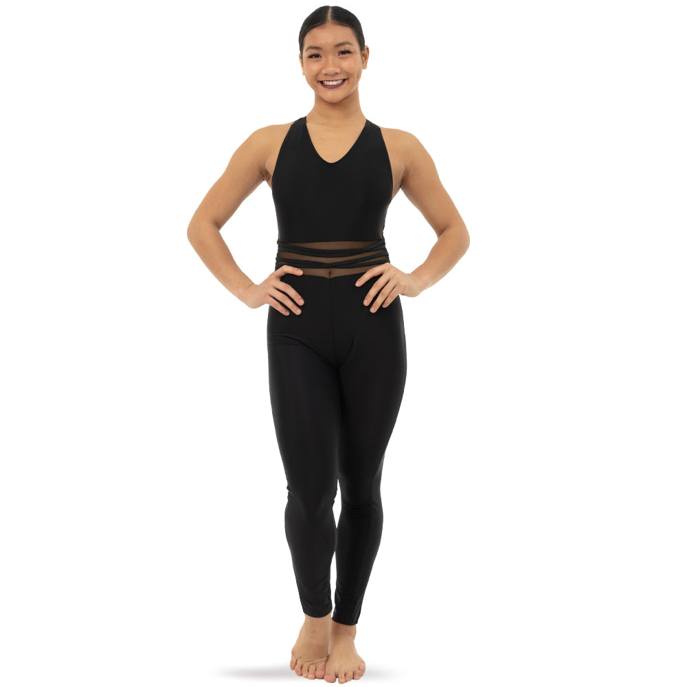 Scoopneck X-Back Mesh Panel Tank Unitard - Just For Kix