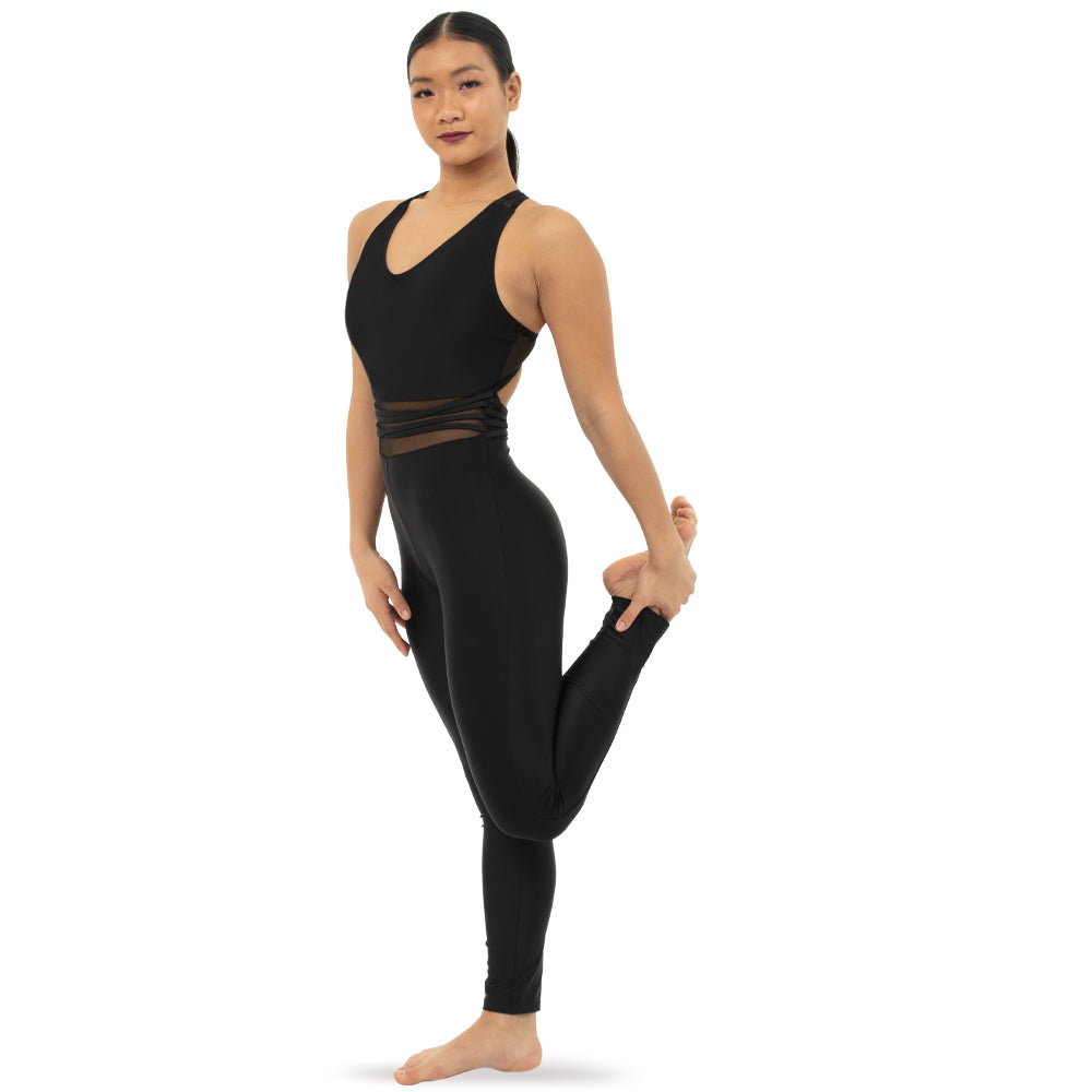 Scoopneck X-Back Mesh Panel Tank Unitard - Just For Kix