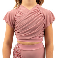 Youth Flutter Sleeve Performance Crop Top