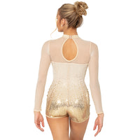 Sequin Ombre Waterfall Long Sleeve Biketard