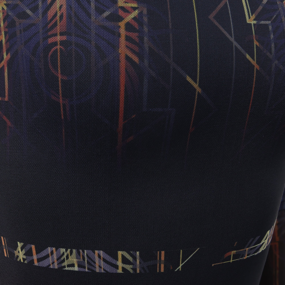 Youth Deco Vertical Lines Mesh Unitard