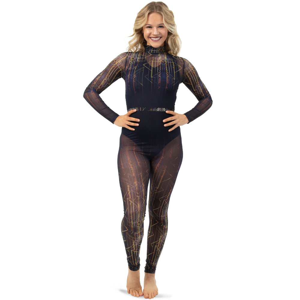 Mash Unitard Deco Vertical Lines Mesh Unitard - Just For Kix