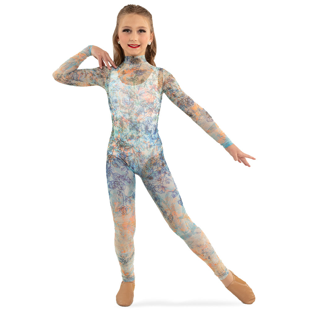 Mash Unitard Youth Floral Mesh Unitard - Just For Kix