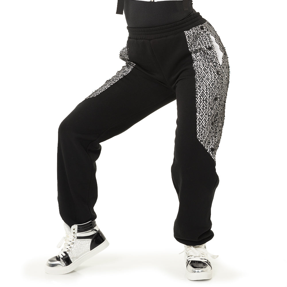 Fishnet Mesh Panel Joggers : AC6450 - Just For Kix