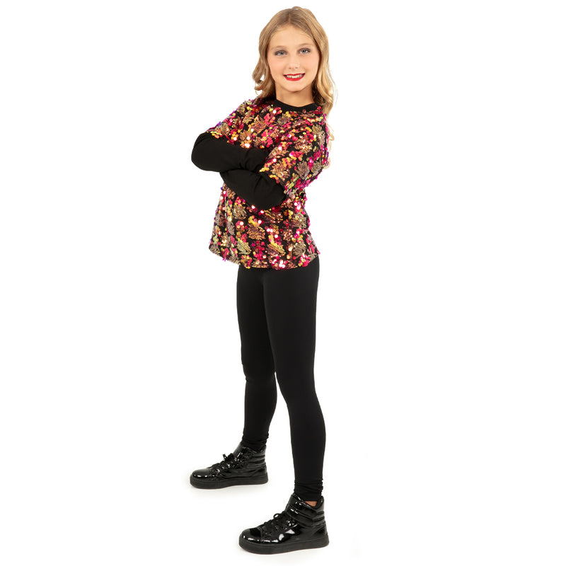 Youth Sequin Layered 2-1 Long Sleeve Shirt