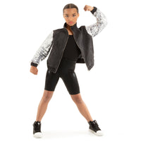 Youth Full Zip Denim and Sequin Jacket - Black