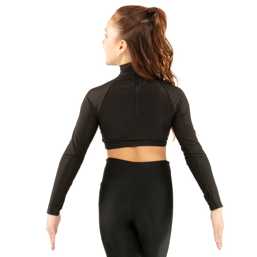 Youth Long Sleeve Sequin Performance Crop Top : AC6494C - Just For Kix