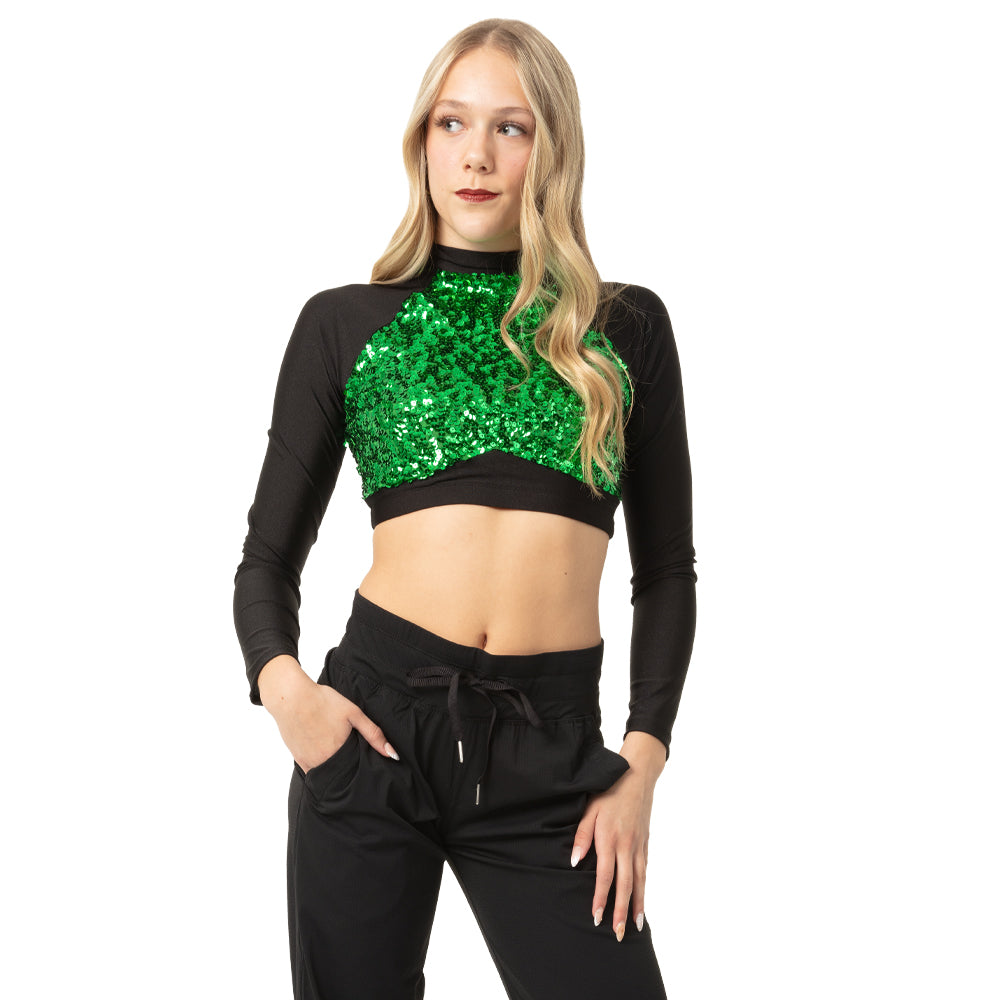 Youth Long Sleeve Sequin Performance Crop Top : AC6494C – Just For Kix