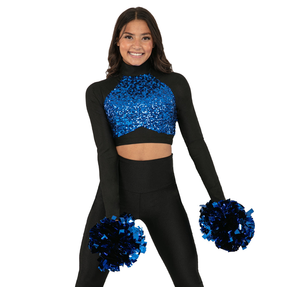 Long Sleeve Sequin Performance Crop Top