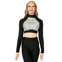 Long Sleeve Sequin Performance Crop Top