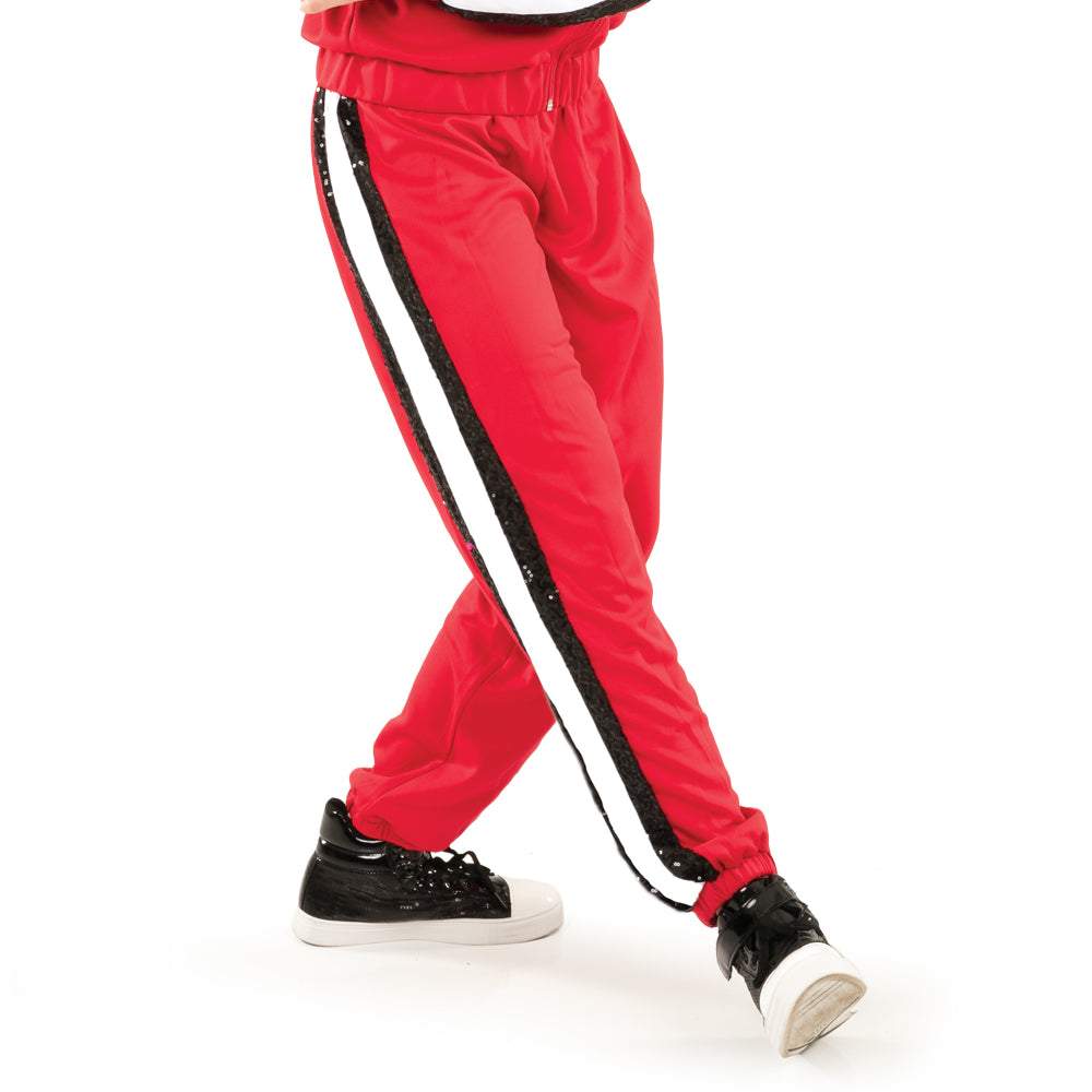 Sequin Stripe Joggers AC6564 Red/Black Medium Just For Kix