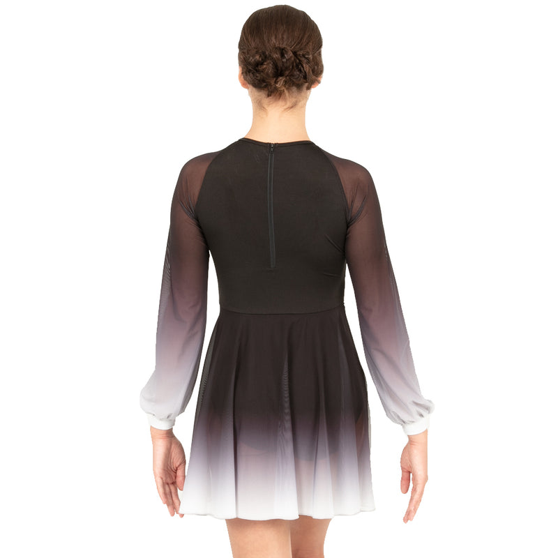 Long Sleeve Midi Ombre Gathered Panel Lyrical Dress Long Sleeve Midi Ombre Gathered Panel Lyrical Dress