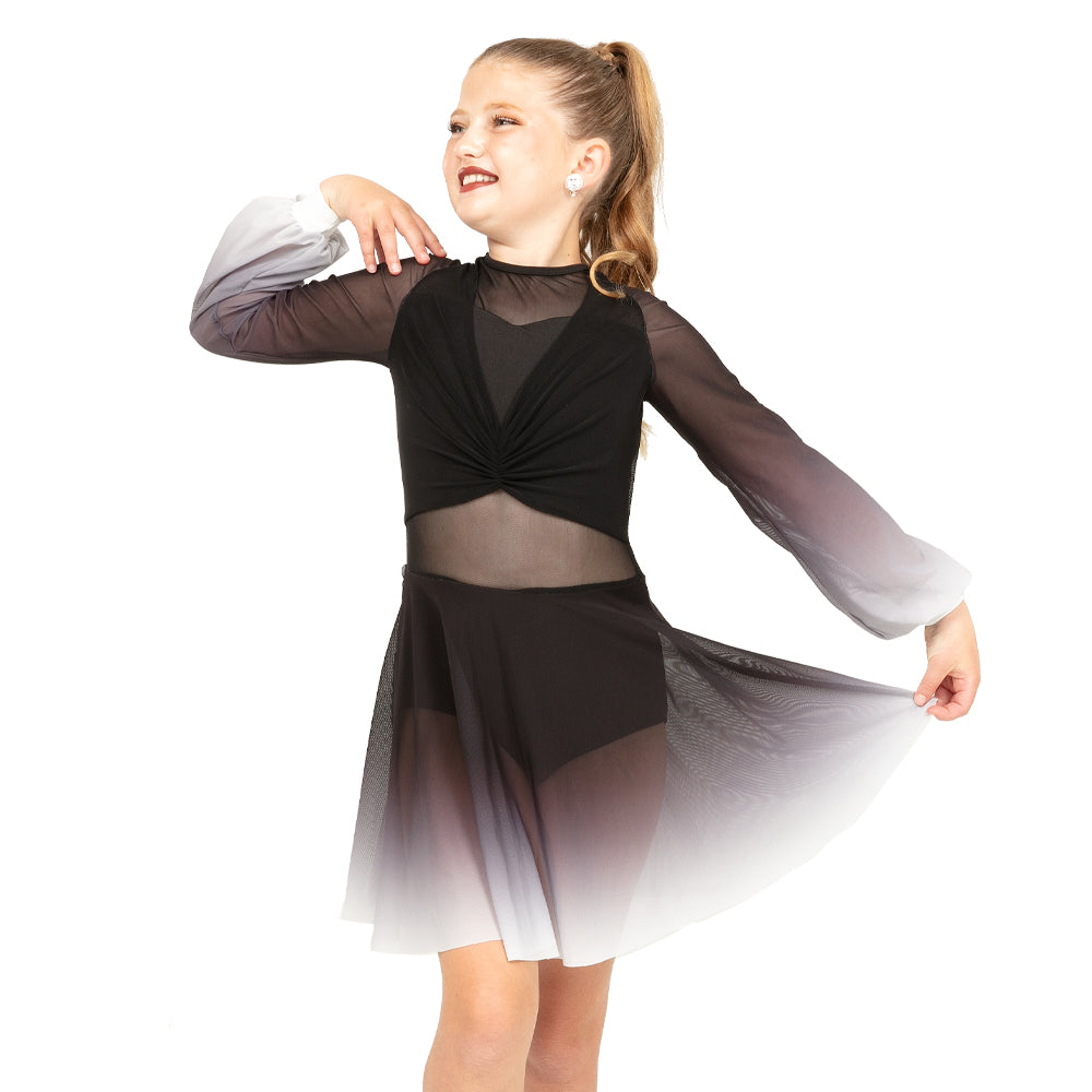 Youth Long Sleeve Midi Ombre Gathered Panel Lyrical Dress Youth Long Sleeve Midi Ombre Gathered Panel Lyrical Dress