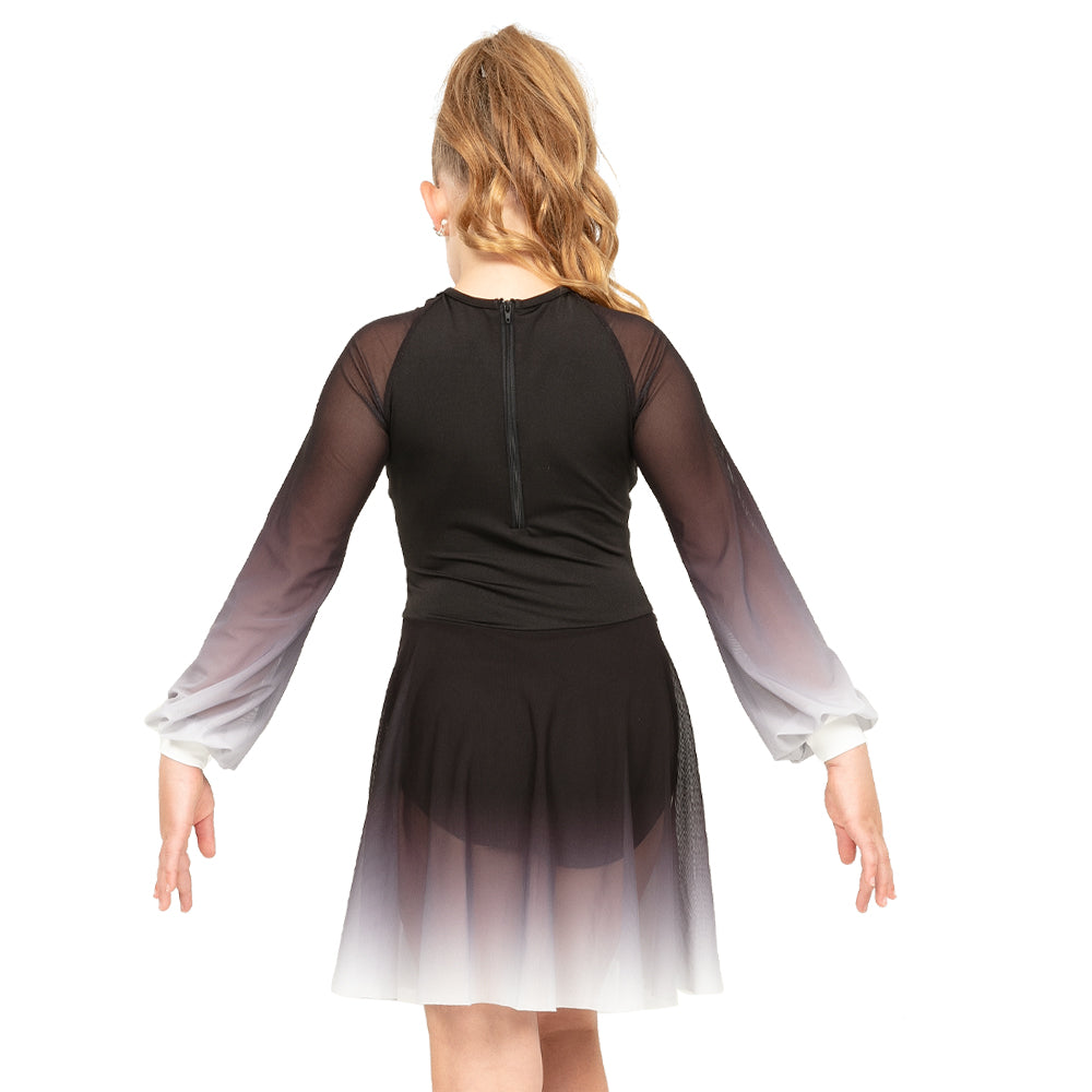 Youth Long Sleeve Midi Ombre Gathered Panel Lyrical Dress Youth Long Sleeve Midi Ombre Gathered Panel Lyrical Dress