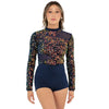 Alexandra Iridescent Sequin Mesh Long Sleeve Biketard