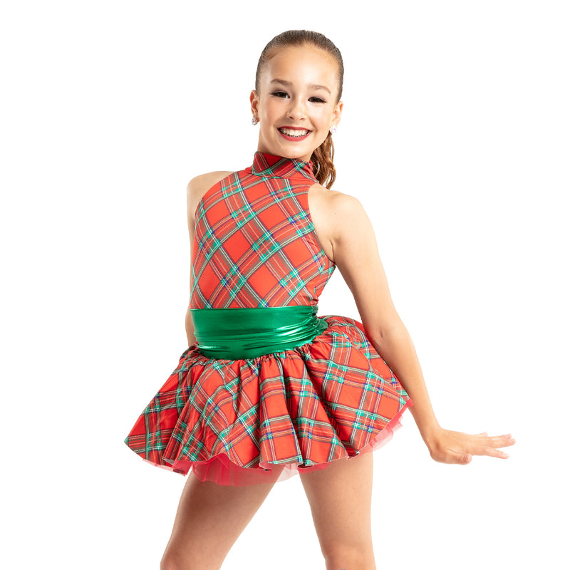 Youth Holiday Plaid Halter Dress: AC6593C Multi / Youth 12 Youth Holiday Plaid Halter Dress: AC6593C Multi / Youth 12