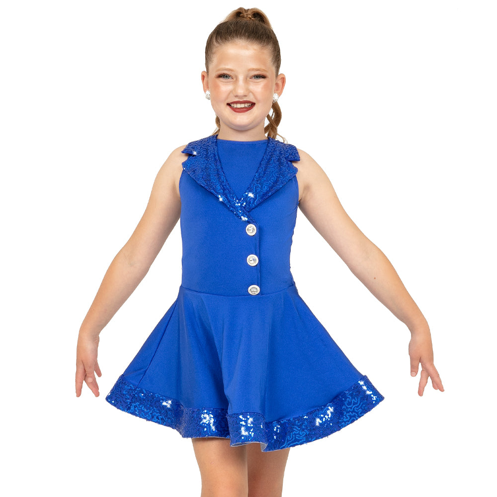 Youth Sequin Lapel Dress: AC6595C Blue / Youth 14