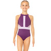Youth Halter Cut Out Mesh Open Back Leotard