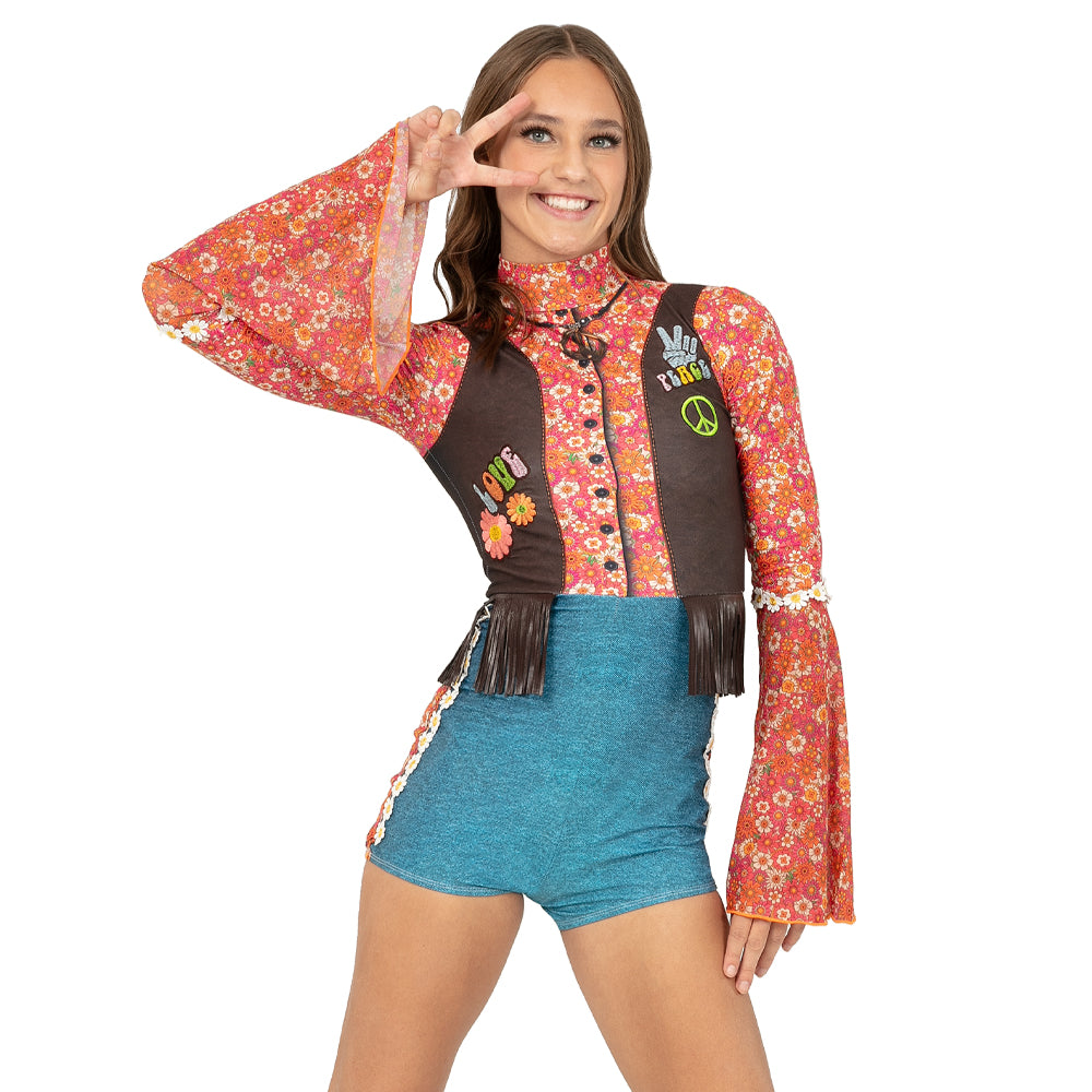 パーツ hippie Flower Power Hippie 70s Biketard: AC6609 - Just For Kix