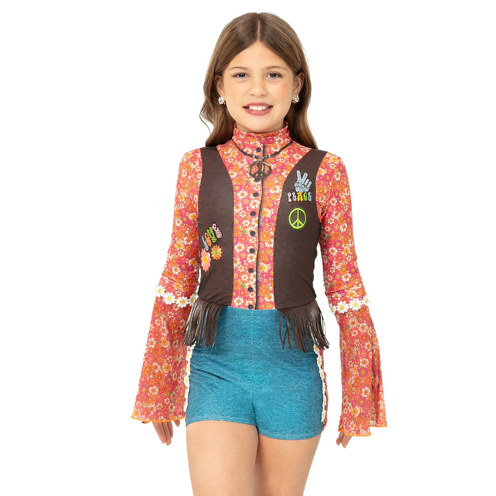 Youth Flower Power Hippie 70s Biketard: AC6609C – Just For Kix
