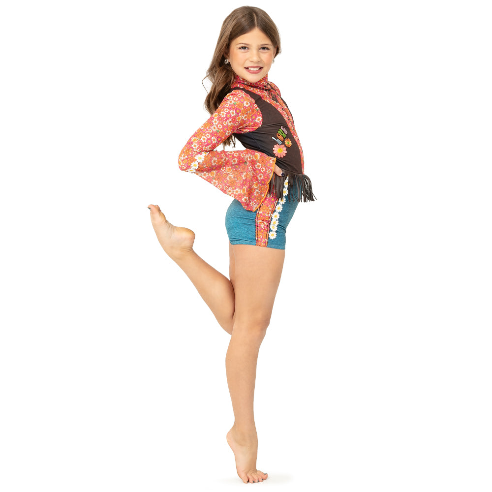 Youth Flower Power Hippie 70s Biketard: AC6609C – Just For Kix
