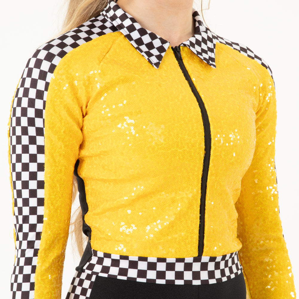 Youth Checkered Long Sleeve Biketard