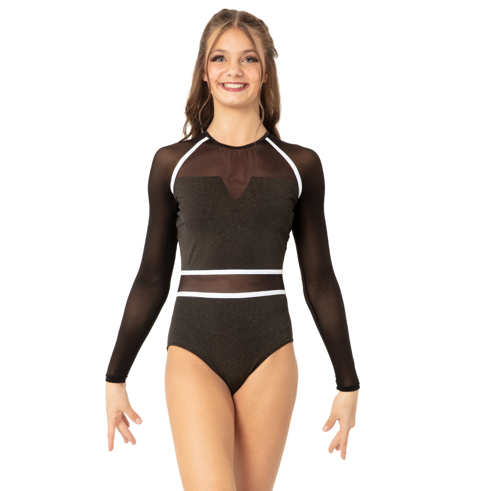 I Will Survive Colorblock Youth Mesh Long Sleeve Leotard