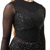 Youth Long Sleeve Sequin Mesh Fringe Leotard