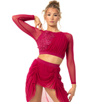 Youth Criss Cross Back Long Sleeve Crop Top with Applique