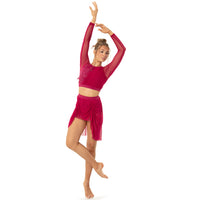 Youth Criss Cross Back Long Sleeve Crop Top with Applique