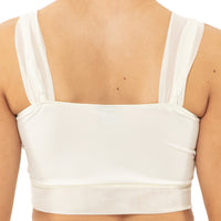 Youth Elongated Gathered Mesh Overlay Crop Top