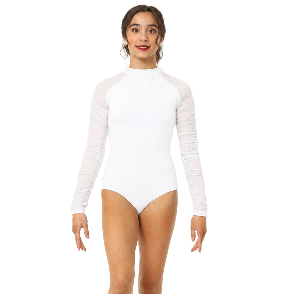 Youth Raglan Gathered Mesh Sleeve Leotard
